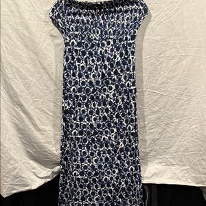 Michael Kors Strapless Navy and White Dress